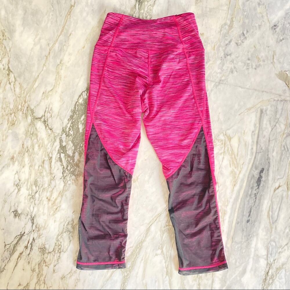 Z BY ZELLA Womens Mesh Cut Out Pink Spacedye Capri Crop High Waist Leggings XS - Picture 4 of 8